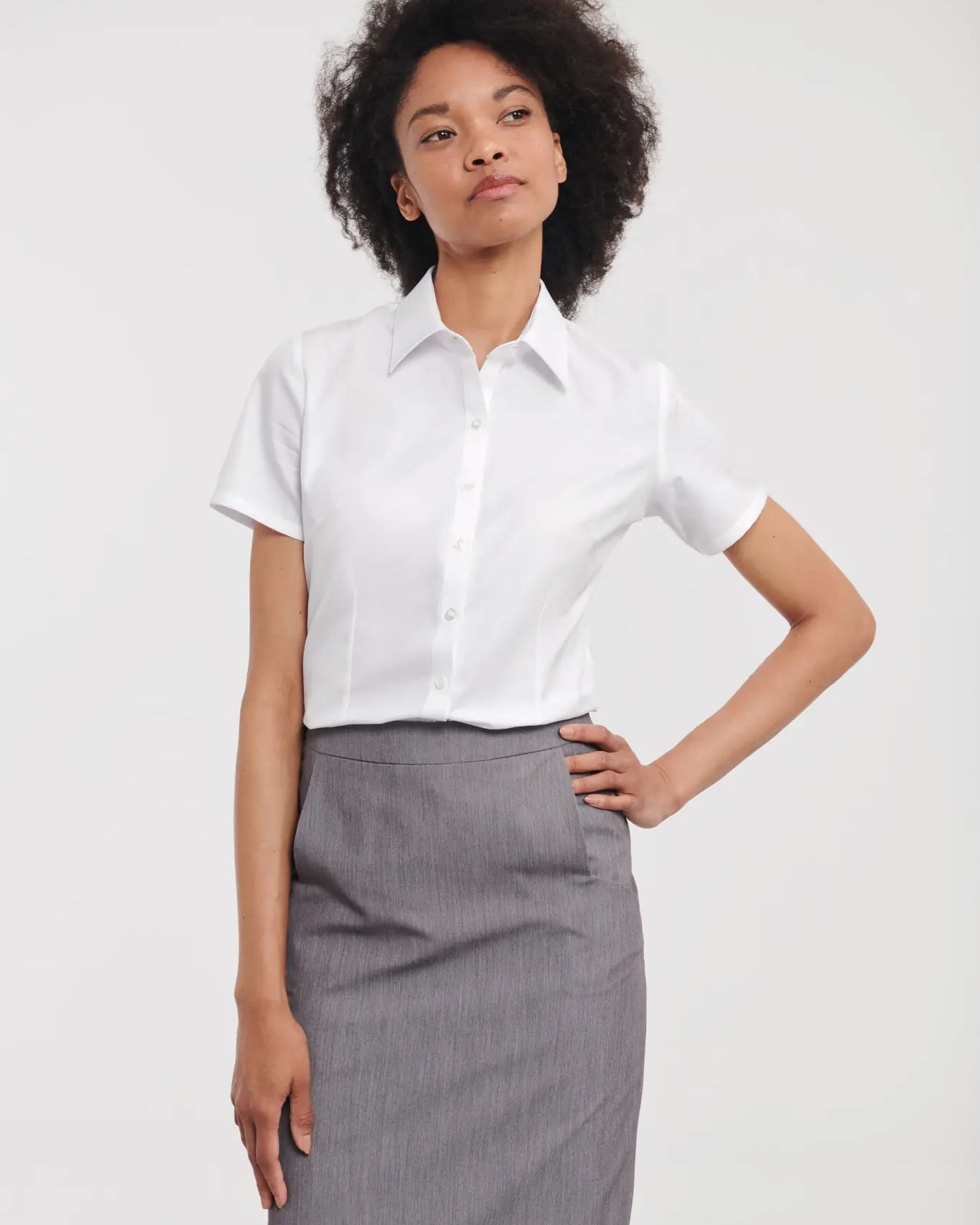 all-groups Women's Short Sleeve Tailored Herringbone Shirt